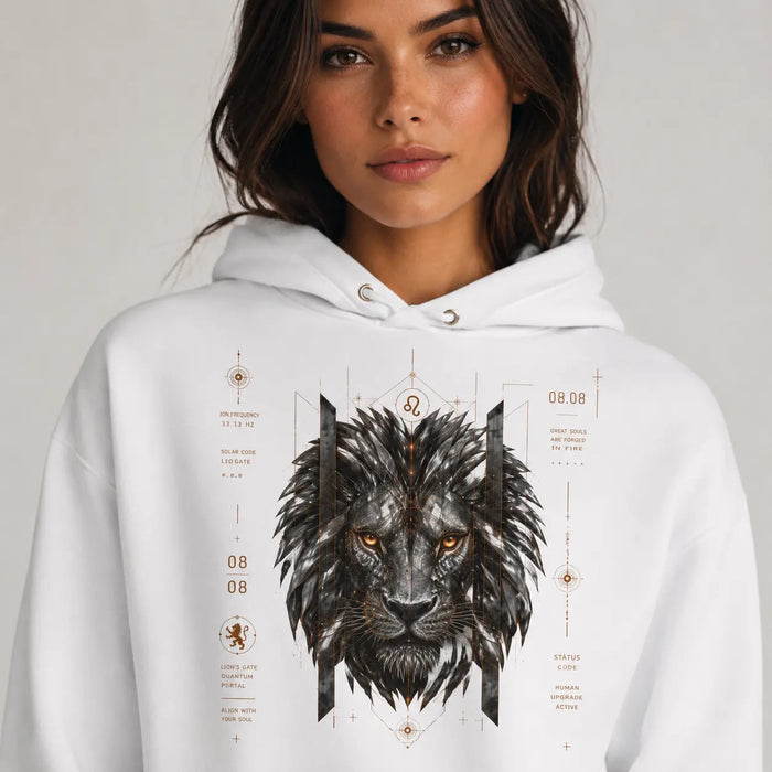 Lionsgate 08.08 Organic Cotton Hoodie | Silver Lion, Sirius Sacred Geometry Unisex Eco Hoodie House Of Bridie