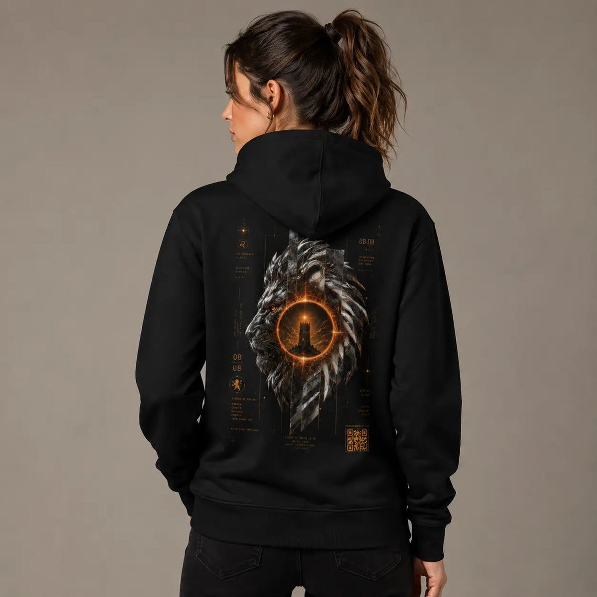 Lionsgate 08.08 Organic Cotton Hoodie | Silver Lion, Sirius Sacred Geometry Unisex Eco Hoodie House Of Bridie