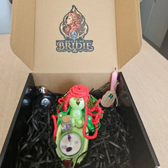 Brynwen Brigid’s Keeper of New Beginnings handcrafted altar Guardian with crystal candle, Rose Goddess Altar Essence and Eternal Flame in gift packaging
