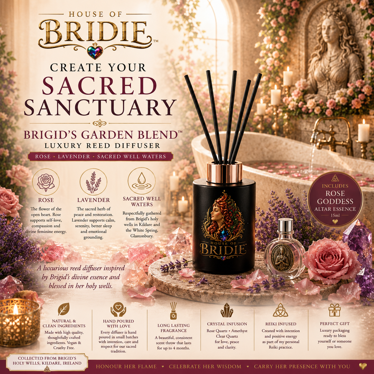 Brigid's Hearth Diffuser Rose • Lavender