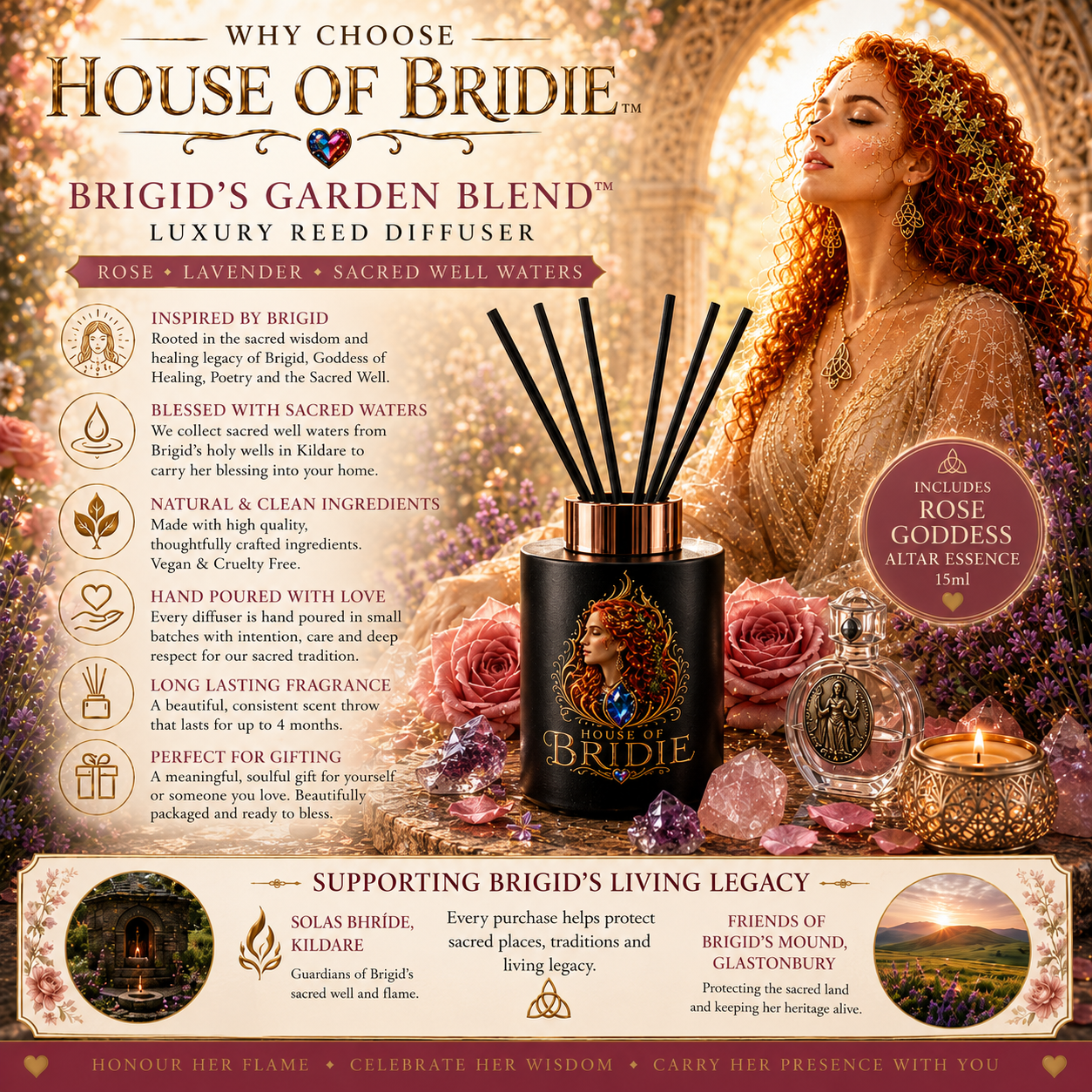 Brigid's Hearth Diffuser Rose • Lavender