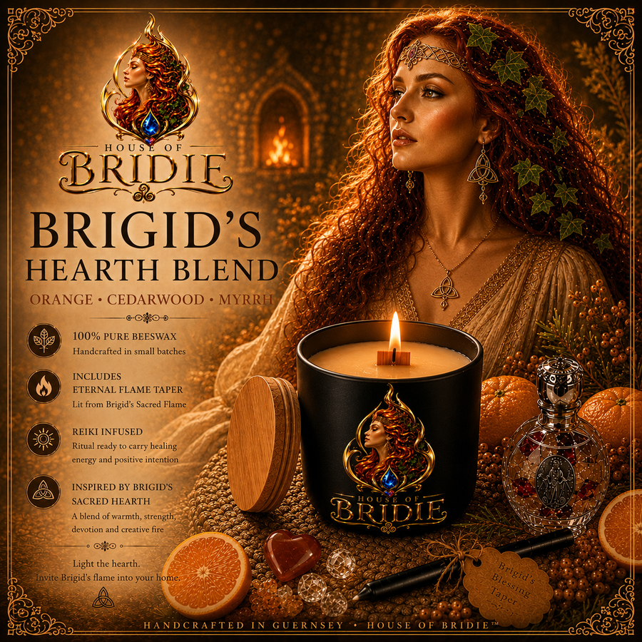 BRIGID'S HEARTH BLEND Orange • Cedarwood • Myrrh Carry the warmth of Brigid's sacred hearth into your home.