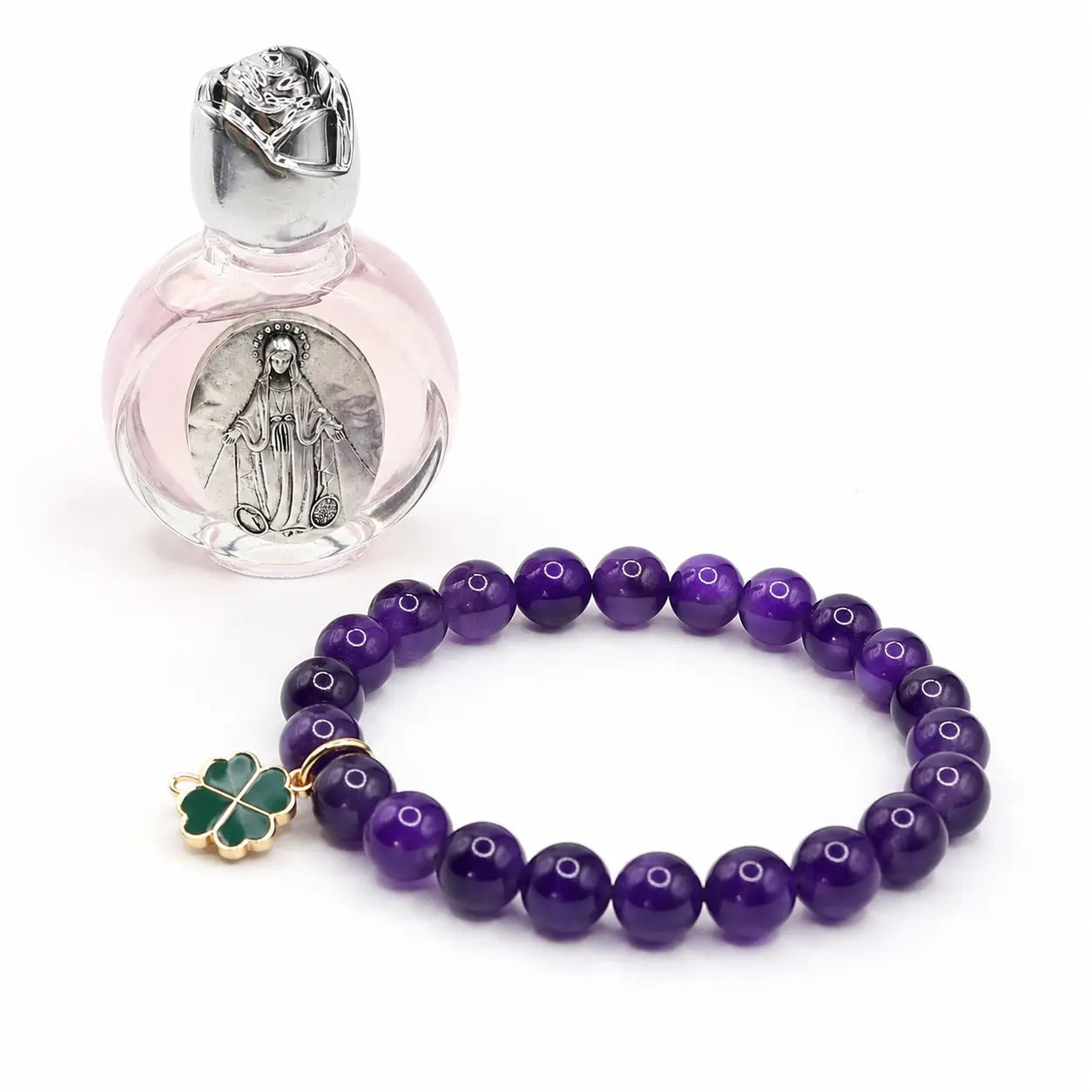 Goddess Brigid Bracelet – Peace & Luck – Amethyst and rose Goddess altar Essence.