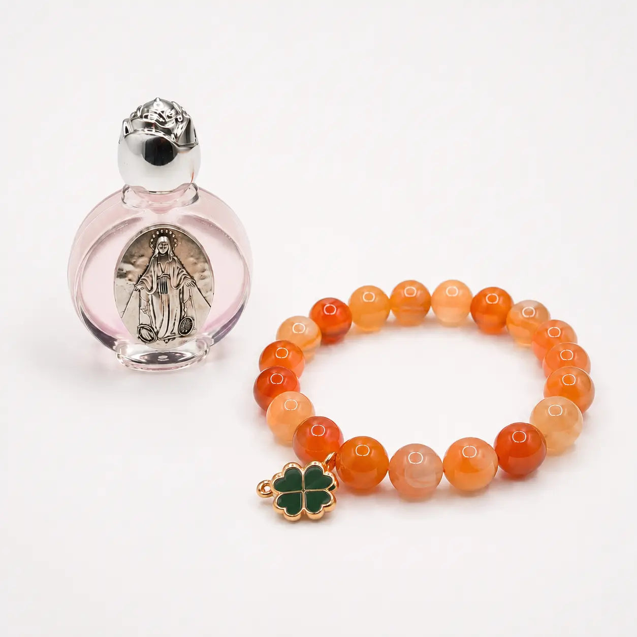 Goddess Brigid Bracelet and Altar Essence – Lucky Clover – Carnelian
