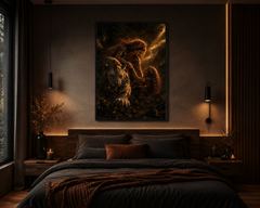 Goddess Brigantia & Battlecat Fine Art Print – Divine Feminine Protection Wall Art