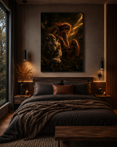 Goddess Brigantia & Battlecat Fine Art Print – Divine Feminine Protection Wall Art