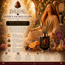House of Bridie™ Sacred Flame Reed Diffuser | Sacred Grove Blend | Orange Cedarwood Myrrh | Crystal Infused Home Fragrance | Brigid Gift