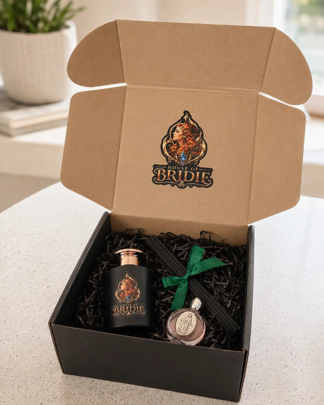 Goddess Brigid Reed Diffuser Set in House of Bridie Gift Packaging
