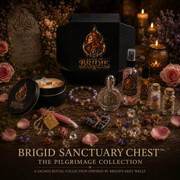 Brigid Sanctuary Chest ritual altar set with candle, altar oil and sacred ritual pieces - House Of Bridie
