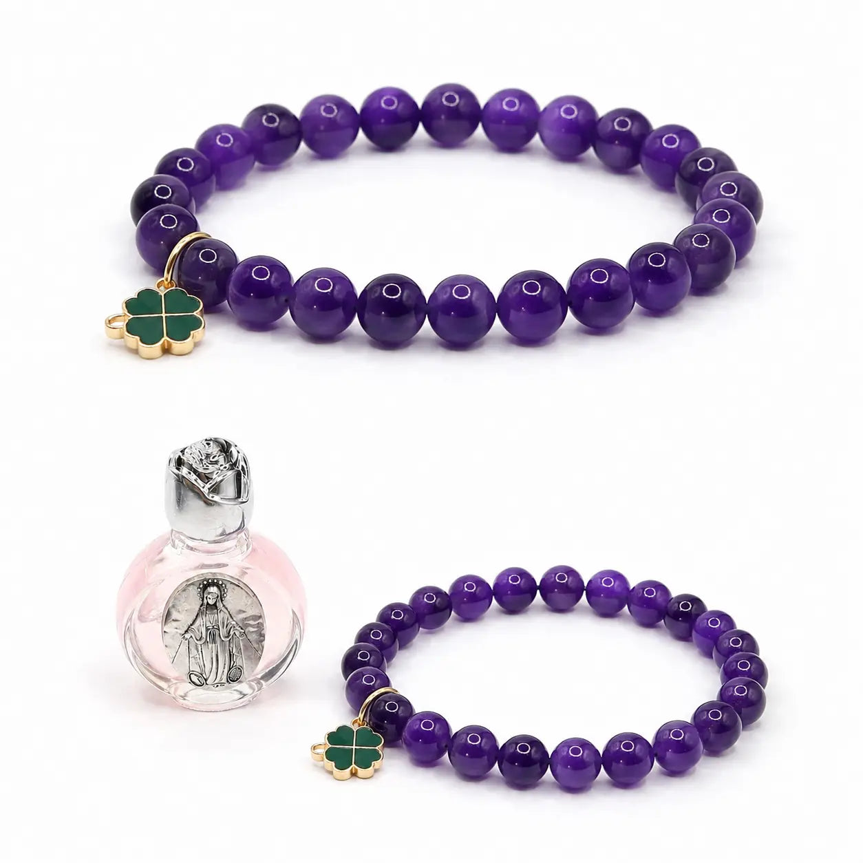 Goddess Brigid Bracelet – Peace & Luck – Amethyst with Rose Goddess Altar Essence
