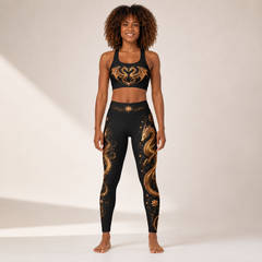 Golden Dragon Heart Sports Bra – Sacred Lotus Goddess Activewear