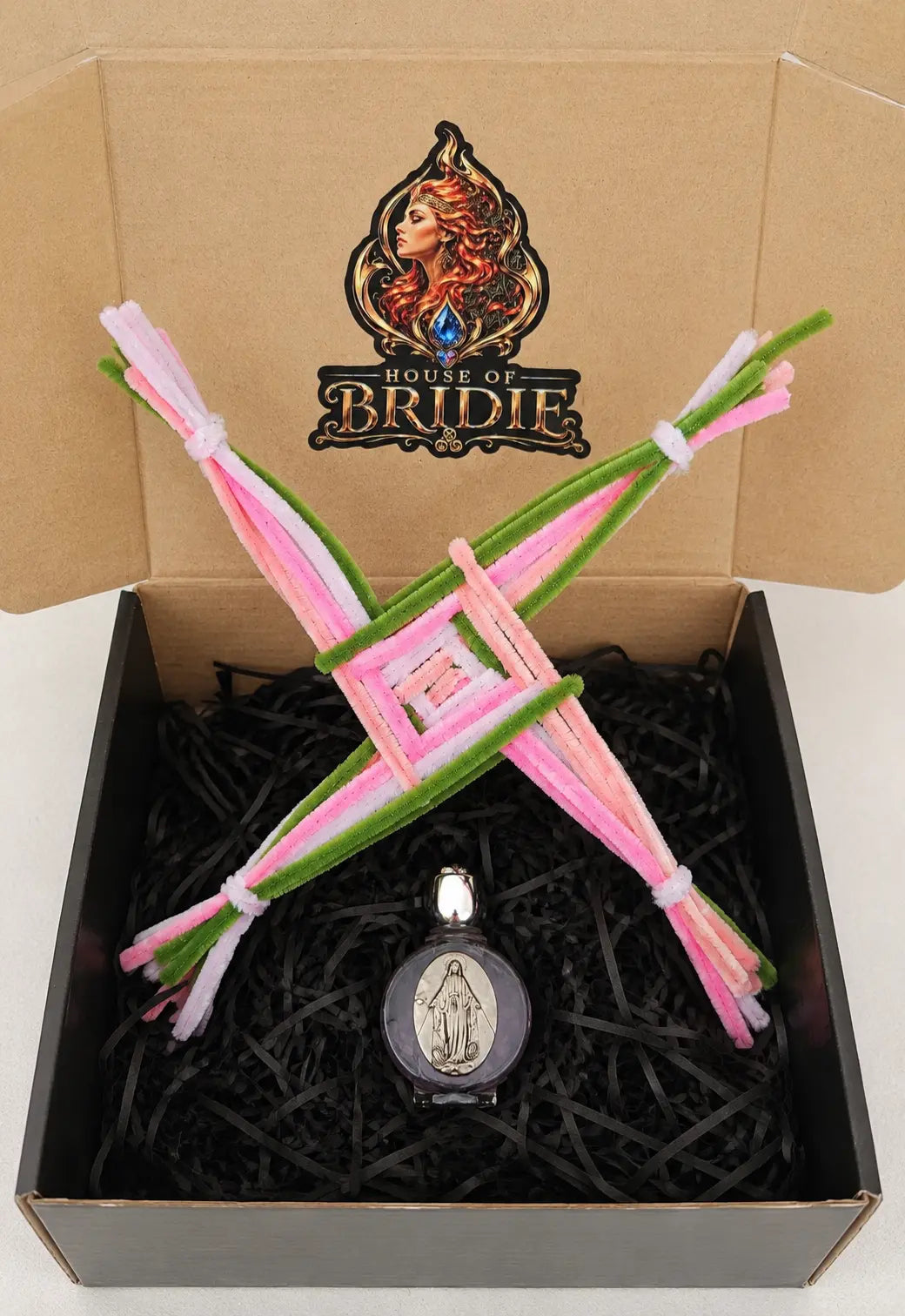 Brigid's Protection Cross | Sacred Brigid Cross & Goddess Altar Essence - Set with Gift Packaging