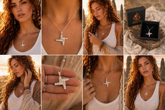 Large Sterling Silver Brigid Cross Necklace collection of images