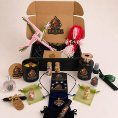 Brigid's Hearth Ritual Chest with candle, bracelet, diffuser, altar mist, crystals and handcrafted Brigid ritual pieces Sweet Orange,Cedarwood & Myrrh 