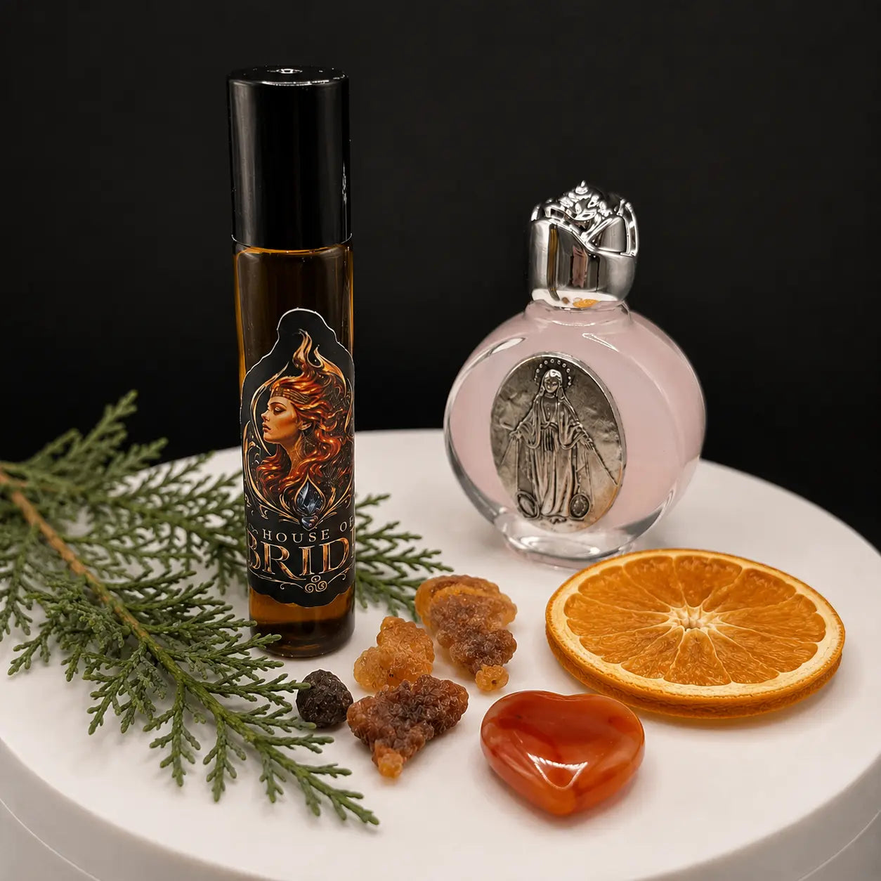 Flame of Brigid Altar Blessing Set with ritual altar oil - and Rose Goddess Altar Essence 