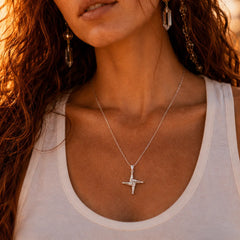 Sterling Silver Brigid Cross Necklace & Pendant worn by goddess Brigid