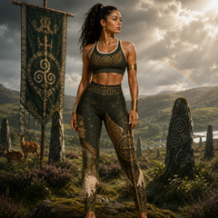 Brigantia Winged Triskele Luxury Padded Sports Bra – Celtic Goddess Designer Activewear Contrado