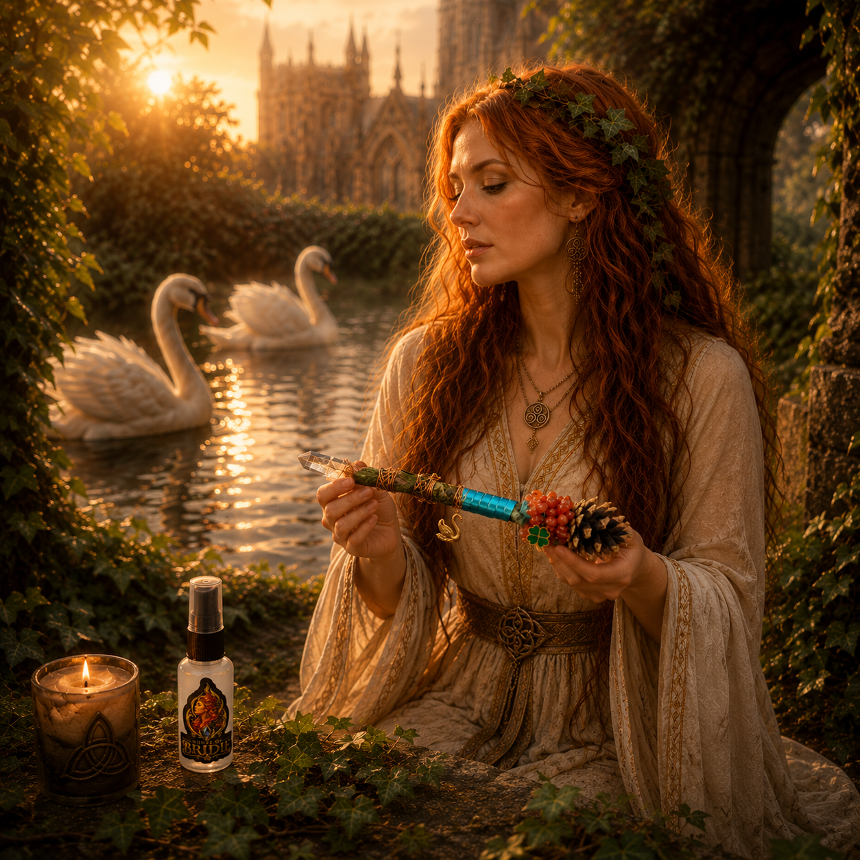 Sacred Swan Ritual Wand with Aura Cleansing Mist – The Pilgrimage Collection House Of Bridie
