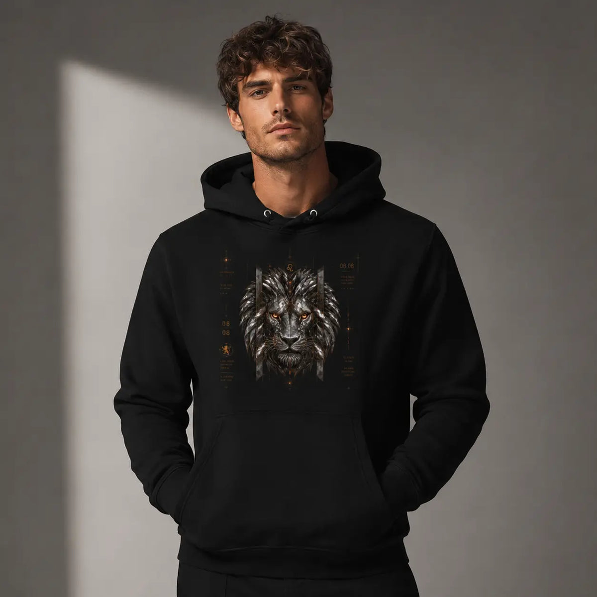 Lionsgate 08.08 Organic Cotton Hoodie | Silver Lion, Sirius Sacred Geometry Unisex Eco Hoodie House Of Bridie
