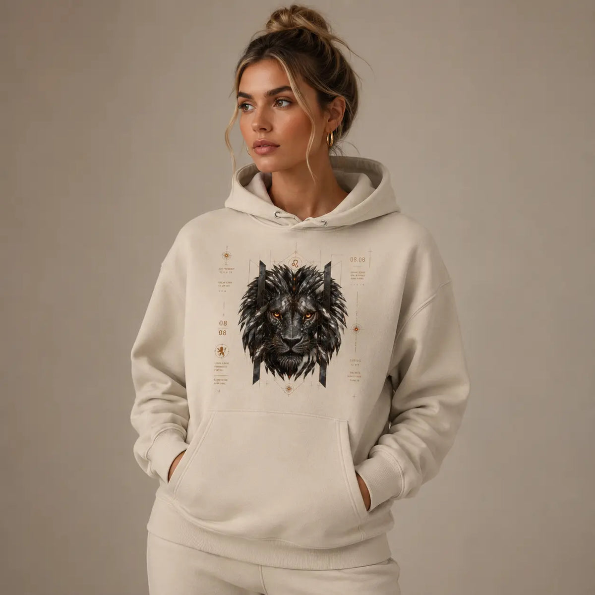 Lionsgate 08.08 Organic Cotton Hoodie | Silver Lion, Sirius Sacred Geometry Unisex Eco Hoodie House Of Bridie