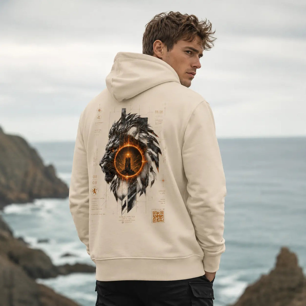 Lionsgate 08.08 Organic Cotton Hoodie | Silver Lion, Sirius Sacred Geometry Unisex Eco Hoodie House Of Bridie