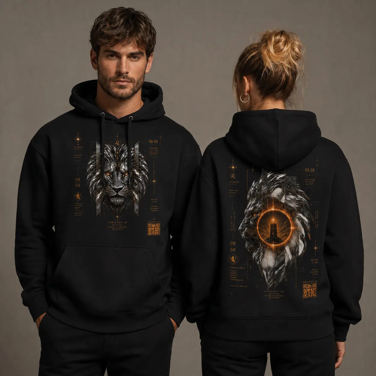 Lionsgate 08.08 Organic Cotton Hoodie | Silver Lion, Sirius Sacred Geometry Unisex Eco Hoodie House Of Bridie