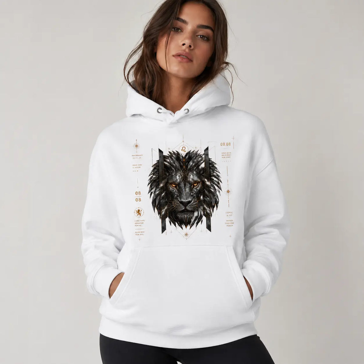 Lionsgate 08.08 Organic Cotton Hoodie | Silver Lion, Sirius Sacred Geometry Unisex Eco Hoodie House Of Bridie