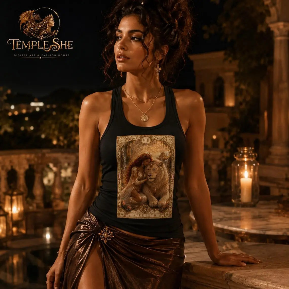Strength Tarot Tank Top - Brigantia Goddess Racerback Best House Of Bridie