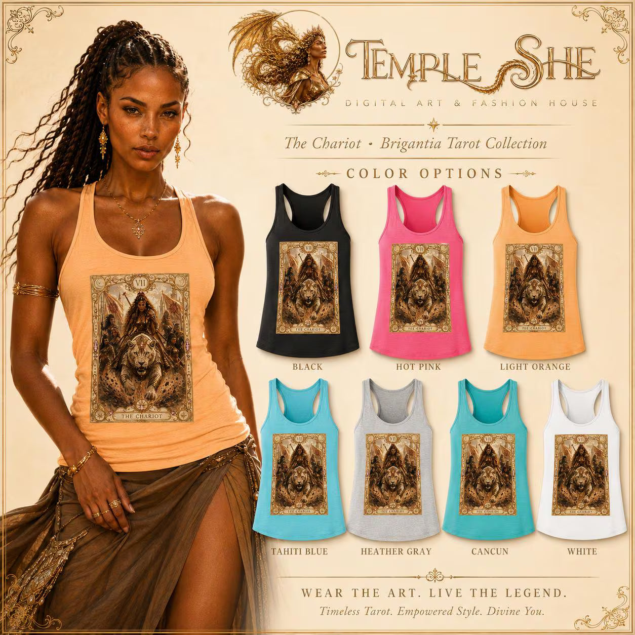 The Chariot Tarot Tank Top - Goddess Brigantia - Racerback Style